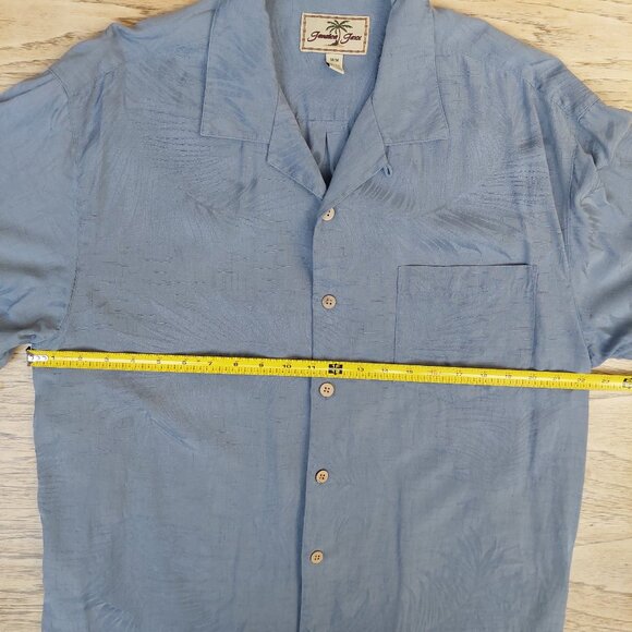 Jamaica Jaxx Men 100% silk Medium short sleeve button down blue shirt - Picture 9 of 15